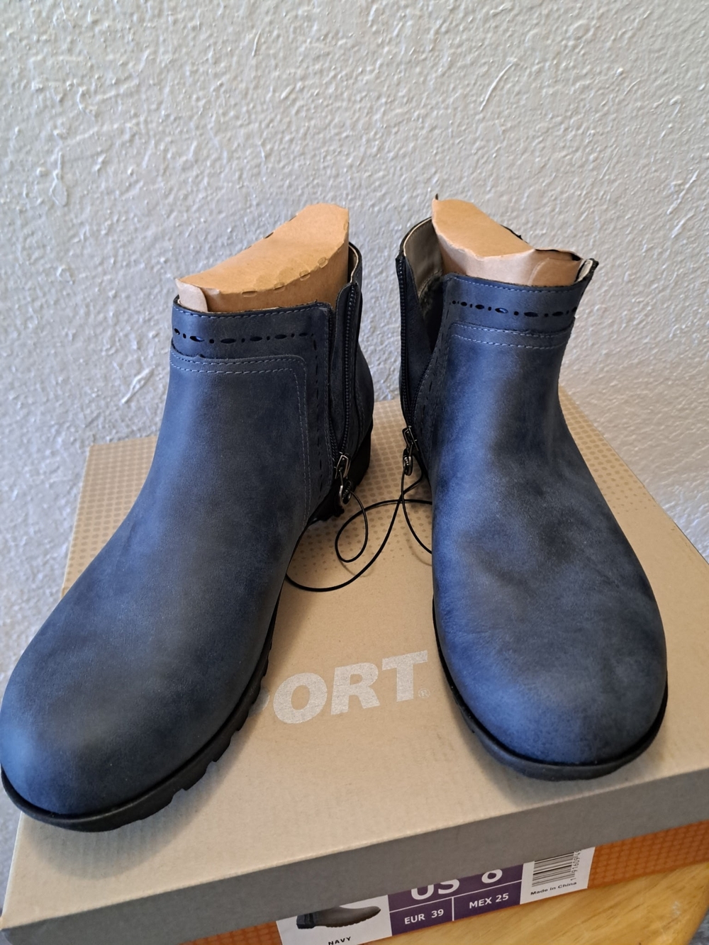 Navy Women's Ankle Booties - Sleek Side-Zip Comfort